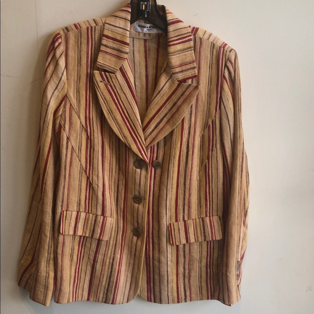 Sonia Rykiel Paris Beige and Red Striped Blazer